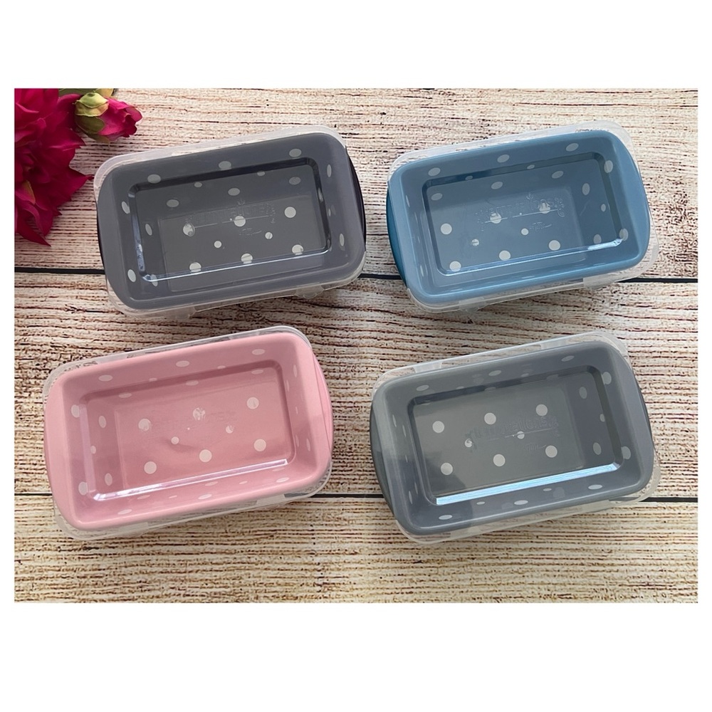 Polka Dot personal loaf Dish Set - Pink, Blue, Gray, purple